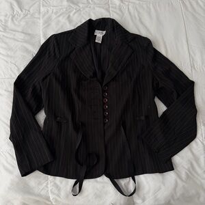 Vintage Women’s Pinstripe Blazer M/L Academia Retro Business 90s 80s Cinch Waist